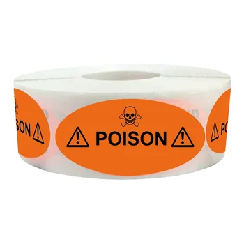  Fluorescentinės Oranžinės spalvos Pavojaus Nuodų Etiketės, Lipdukai 1 x 2 Colių Ovalo Nuodų Lipdukai Pavojų Nuodų Saugos Ženklų 500 Vnt