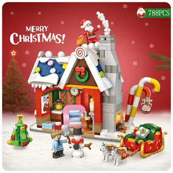  Kalėdų Dovana 1223 Kalėdų Namas / 1224 Candy House Mini Dalelių Blokai Minifigures 