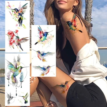  Spalvinga Hummingbird Laikinos Tatuiruotės Vaikams, Mergaitėms, Vaikams Netikrą Tatuiruotę Mados Kūrybos Kojos Raištį Tatuiruotė Paukščių Suaugusiųjų Rankose